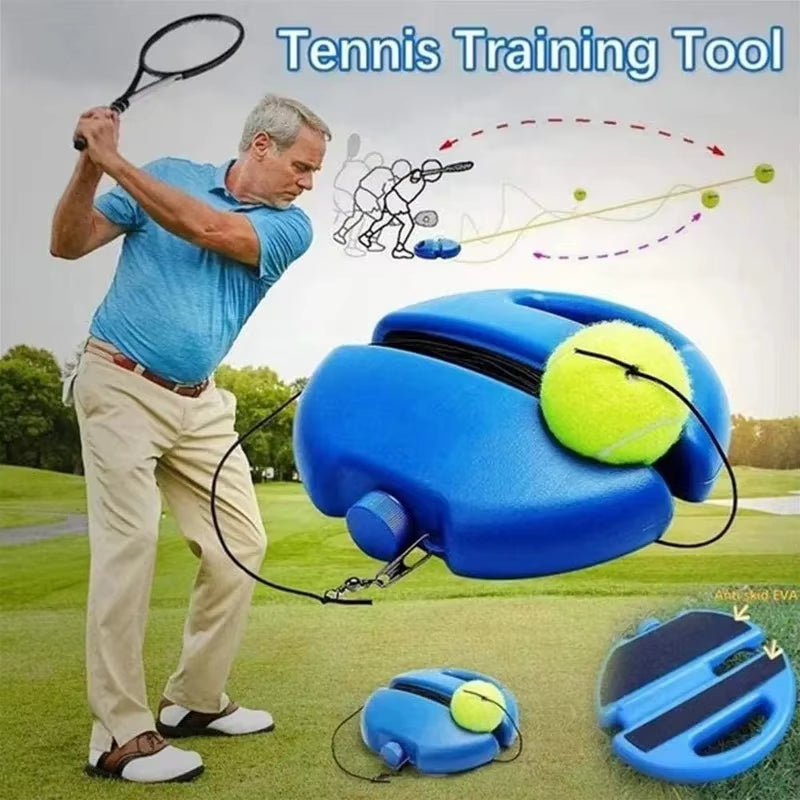 Heavy Duty Tennis Training Aids Base with Elastic Rope Ball Practice Self-Duty Rebound Tennis Trainer Partner Sparring Device